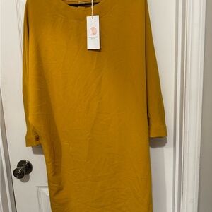 Vanessa Zani made in Italy Mustard Yellow Long Sleeve Dress